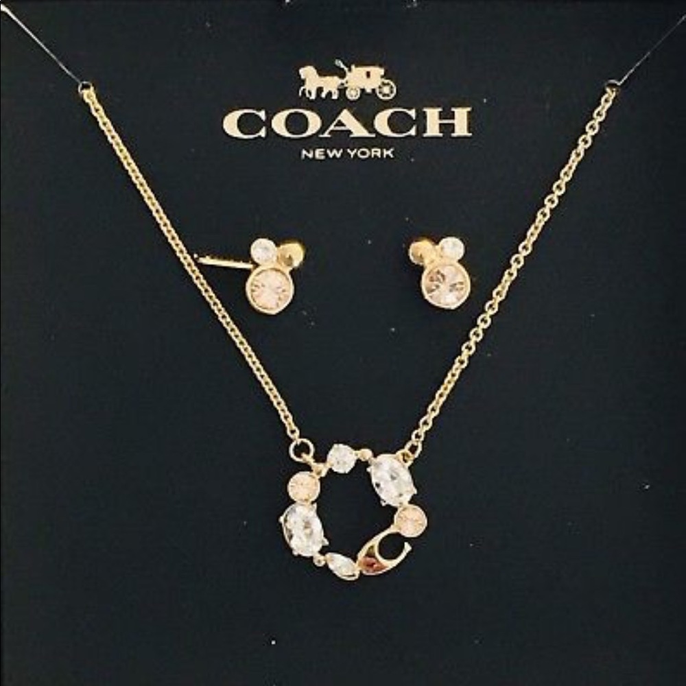 Sold Coach Gold Tone Open Circle Necklace and - Picture 2 of 5